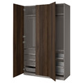 PAX / STORKLINTA Wardrobe combination, dark grey/dark brown stained oak effect, 150x60x236 cm