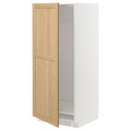 METOD High cabinet for fridge/freezer, white/Forsbacka oak, 60x60x140 cm