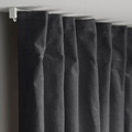 SANELA Curtains, 1 pair, with heading tape/dark grey, 140x300 cm