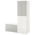 SMÅSTAD Wardrobe with pull-out unit, white grey/with storage bench, 150x57x196 cm