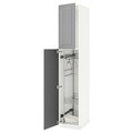 METOD High cabinet with cleaning interior, white/Bodbyn grey, 40x60x220 cm