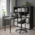 KALLAX / LAGKAPTEN Desk combination, black/black-brown, 147x159x147 cm