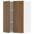 METOD Wall cabinet with shelves/2 doors, white/Tistorp brown walnut effect, 60x80 cm