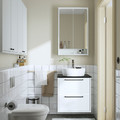 HAVBÄCK / TÖRNVIKEN Wash-stnd w drawers/wash-basin/tap, white/black marble effect, 62x49x79 cm