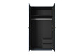 Wardrobe Nicole with Drawer Unit 100 cm, dark blue, gold handles