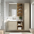 HAVBÄCK / ORRSJÖN Wash-stand/wash-basin/tap, beige/oak effect/white marble effect, 102x49x71 cm