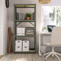 BROR Shelving unit, grey-green/pine plywood, 85x40x190 cm