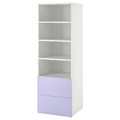 SMÅSTAD / PLATSA Bookcase, white lilac/with 2 drawers, 60x57x181 cm