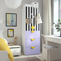 SMÅSTAD / PLATSA Wardrobe, white stripe/lilac with 3 drawers, 60x57x181 cm