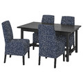 NORDVIKEN / BERGMUND Table and 4 chairs, black/Ryrane dark blue, 152/223 cm