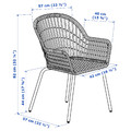 NILSOVE Chair with armrests, rattan, white