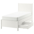 TONSTAD Bed frame with storage, off-white/Lönset, 90x200 cm