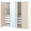 PAX / REINSVOLL/ÅHEIM Wardrobe combination, white/grey-beige mirror glass, 200x60x201 cm