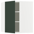 METOD Corner wall cabinet with shelves, white/Havstorp deep green, 68x80 cm