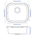 FYNDIG Single-bowl inset sink, stainless steel, 46x40 cm