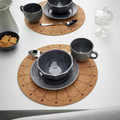 SVARTVIDE Place mat, cork/patterned, 35 cm