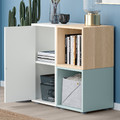 EKET Cabinet combination with feet, white/stained oak effect light grey-blue, 70x35x72 cm