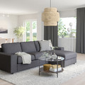 VIMLE 3-seat sofa-bed with chaise longue, with wide armrests Gunnared/medium grey