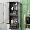 MOSSJÖN Wall cabinet w shelves/glass door, anthracite, 36x18x102 cm