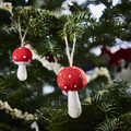 VINTERFINT Tree ornament set of 8, mushroom red/natural