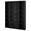 BILLY / OXBERG Bookcase comb w glass doors, black oak effect, 160x202 cm