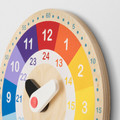 UNDERHÅLLA Educational wooden clock, multicolour, 25 cm