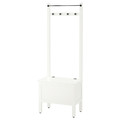 HEMNES Storage bench w/towel rail+4 hooks, white, 64x37x173 cm