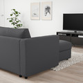 VIMLE 3-seat sofa with chaise longue, Hallarp grey