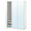 PAX / ÅHEIM Wardrobe combination, white/mirror glass, 150x60x201 cm