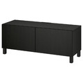 BESTÅ TV bench with doors, black-brown/Lappviken/Stubbarp black-brown, 120x42x48 cm