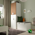 SMÅSTAD Wardrobe with pull-out unit, white cork/with storage bench, 150x57x196 cm