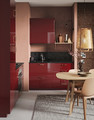METOD High cabinet for fridge/freezer, black Kallarp/high-gloss dark red-brown, 60x60x140 cm