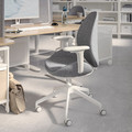 HATTEFJÄLL Office chair with armrests, Gunnared medium grey/white