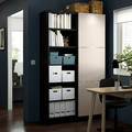 BESTÅ Storage combination with doors, black-brown, Lappviken light grey-beige, 120x42x202 cm