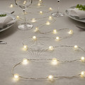 SNÖYRA LED string light with 40 lights, indoor, battery operated silver