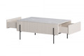 Coffee Table with Drawers Malmi 100 cm, cashmere, crema bianca, black legs