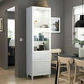 BESTÅ Storage combination w glass doors, white Smeviken, Ostvik/Kabbarp white clear glass, 60x42x202 cm