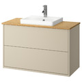 HAVBÄCK / ORRSJÖN Wash-stnd w drawers/wash-basin/tap, beige/bamboo, 102x49x71 cm