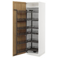 METOD High cabinet with pull-out larder, white/Forsbacka oak, 60x60x200 cm