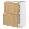 METOD / MAXIMERA Base cab with 2 fronts/3 drawers, white/Forsbacka oak, 60x37 cm