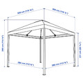 HIMMELSÖ Gazebo with curtains and net, dark grey/grey-beige