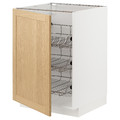 METOD Base cabinet with wire baskets, white/Forsbacka oak, 60x60 cm