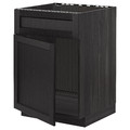 METOD Base cabinet f sink w door/front, black/Lerhyttan black stained, 60x60 cm