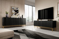 TV Cabinet Nicole 200 cm, matt black, gold legs