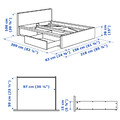 MALM Bed frame, high, w 2 storage boxes, white, Leirsund, 140x200 cm