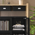 IVAR 2 sections/shelves/cabinets, pine/black mesh, 175x30x124 cm