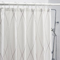 BASTSJÖN Shower curtain, white, grey/beige, 180x200 cm