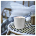 JÄMLIK Scented candle in ceramic jar, Vanilla/light beige, 50 hr