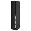 METOD / MAXIMERA High cabinet with drawers, black/Lerhyttan black stained, 40x60x200 cm