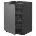 METOD Base cabinet with wire baskets, black/Voxtorp dark grey, 60x60 cm